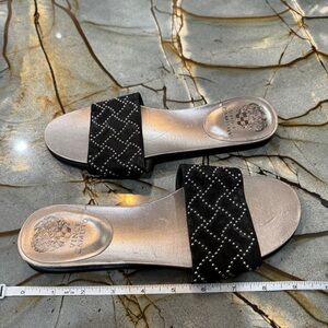 Vince Camuto Emeren Studded Slip On Sandals | US 8.5 / EUR 39 Black and Silver